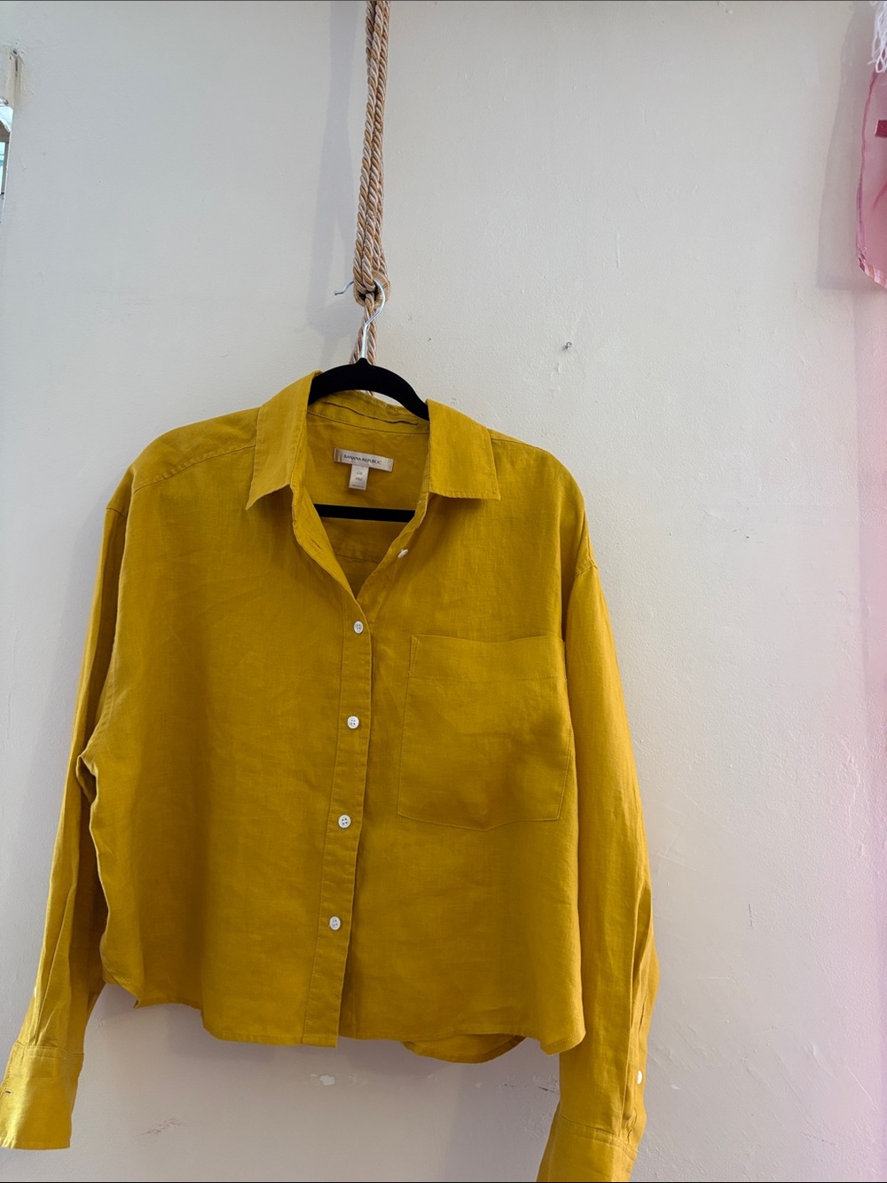 Banana Republic Mustard Yellow Linen Button-Up Blouse.   LINEN